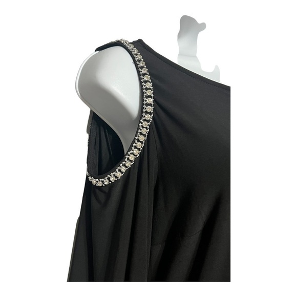 MSK Crystal Trimmed Cutout Dress Black Timeless Special Occasion Evening Wear - Picture 4 of 10